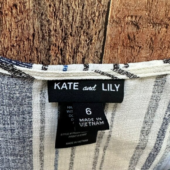 Kate & Lily Womens Striped Tiered Maxi Dress W/ Puff Sleeves Size 6 - Picture 7 of 8